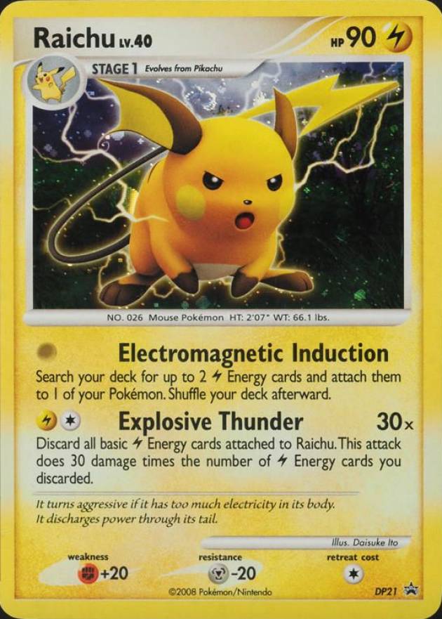 2008 Pokemon Diamond & Pearl Black Star Promo Raichu-Holo #DP21 TCG Card