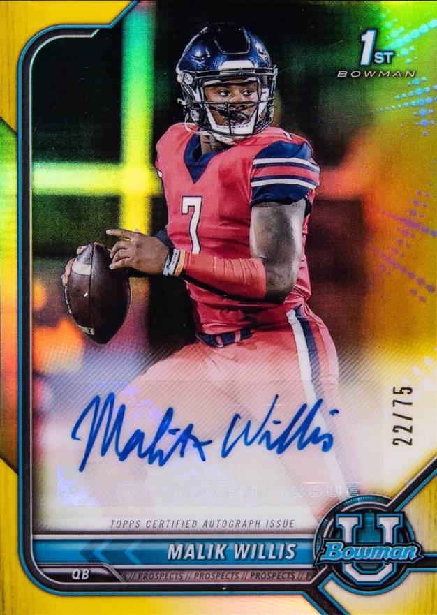 2021 Bowman University Chrome Prospect Autographs Malik Willis #MW Football Card