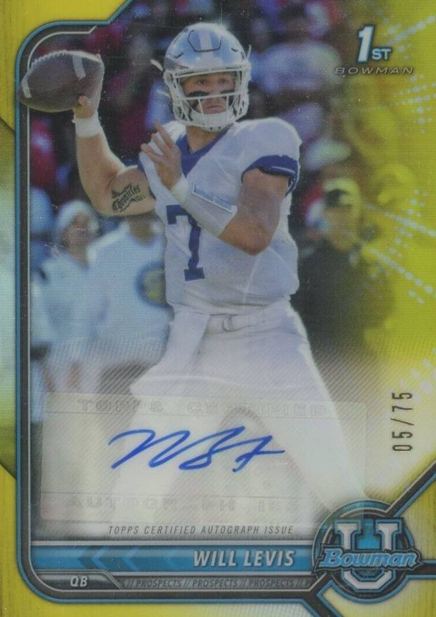 2021 Bowman University Chrome Prospect Autographs Will Levis #WL Football Card