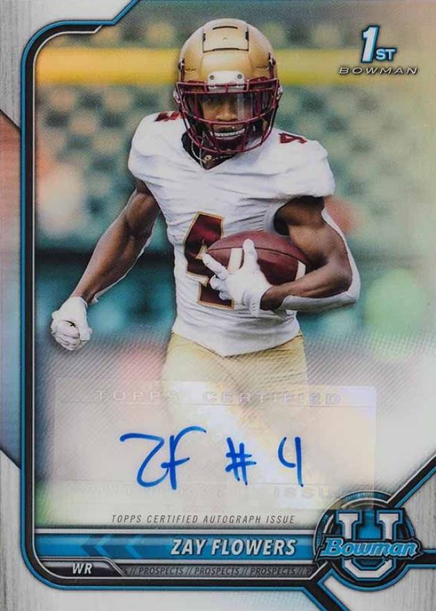 2021 Bowman University Chrome Prospect Autographs Zay Flowers #ZF Football Card