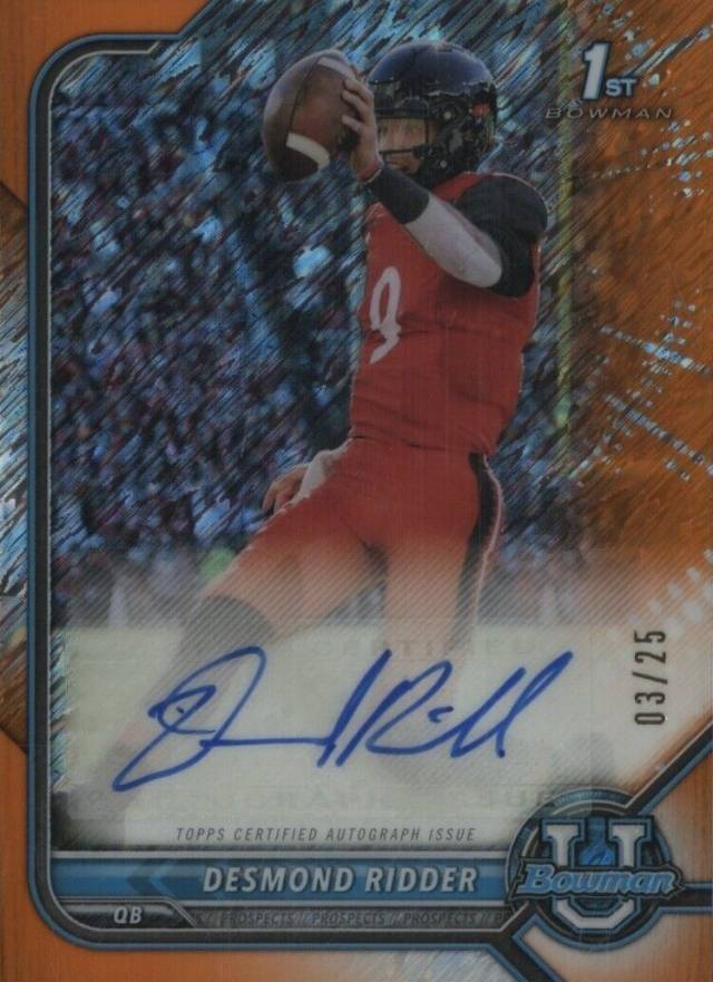 2021 Bowman University Chrome Prospect Autographs Desmond Ridder #DR Football Card