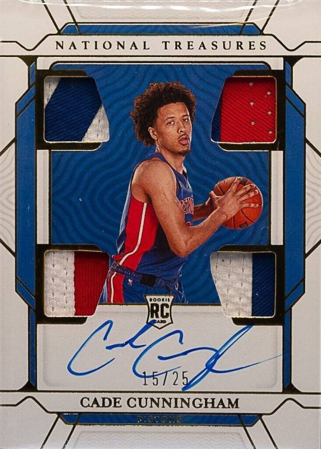 2021 Panini National Treasures Rookie Materials Autographs Quad Cade Cunningham #CCH Basketball Card