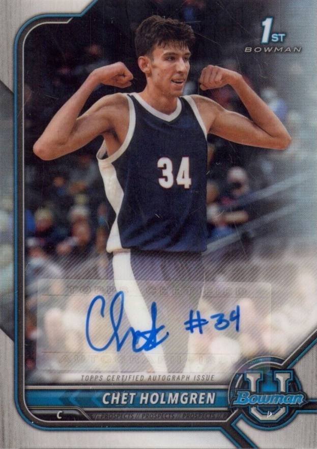 2021 Bowman University Chrome Prospect Autographs Chet Holmgren #CH Basketball Card