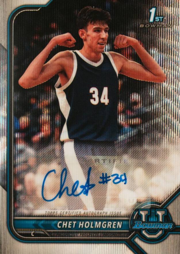 2021 Bowman University Chrome Prospect Autographs Chet Holmgren #CH Basketball Card