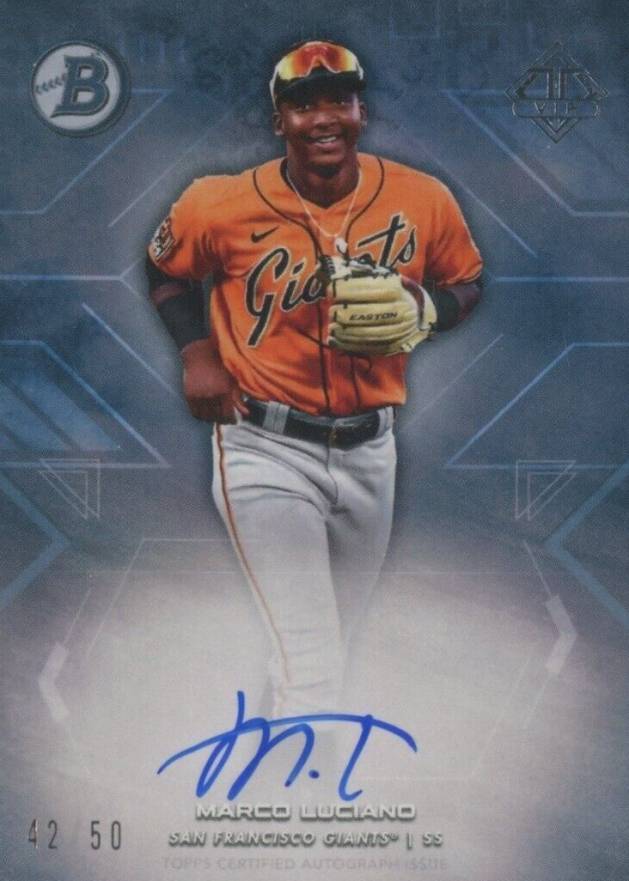 2021 Bowman Transcendent VIP Party in-Person Guest Autograph Marco Luciano #ML1 Baseball Card