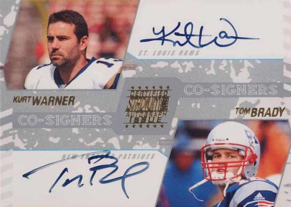 2002 Stadium Club CO-Signers Kurt Warner/Tom Brady #CS-WB Football Card