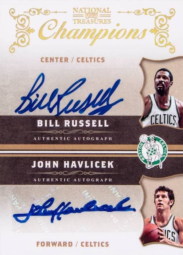 2009 Playoff National Treasures Champions Signature Bill Russell/Frank Ramsey/John Havlicek/K.C. Jones #BCE Basketball Card