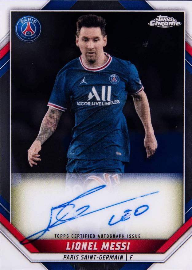 2021 Topps Chrome Paris Saint-Germain Autographs Lionel Messi #AULM Soccer Card