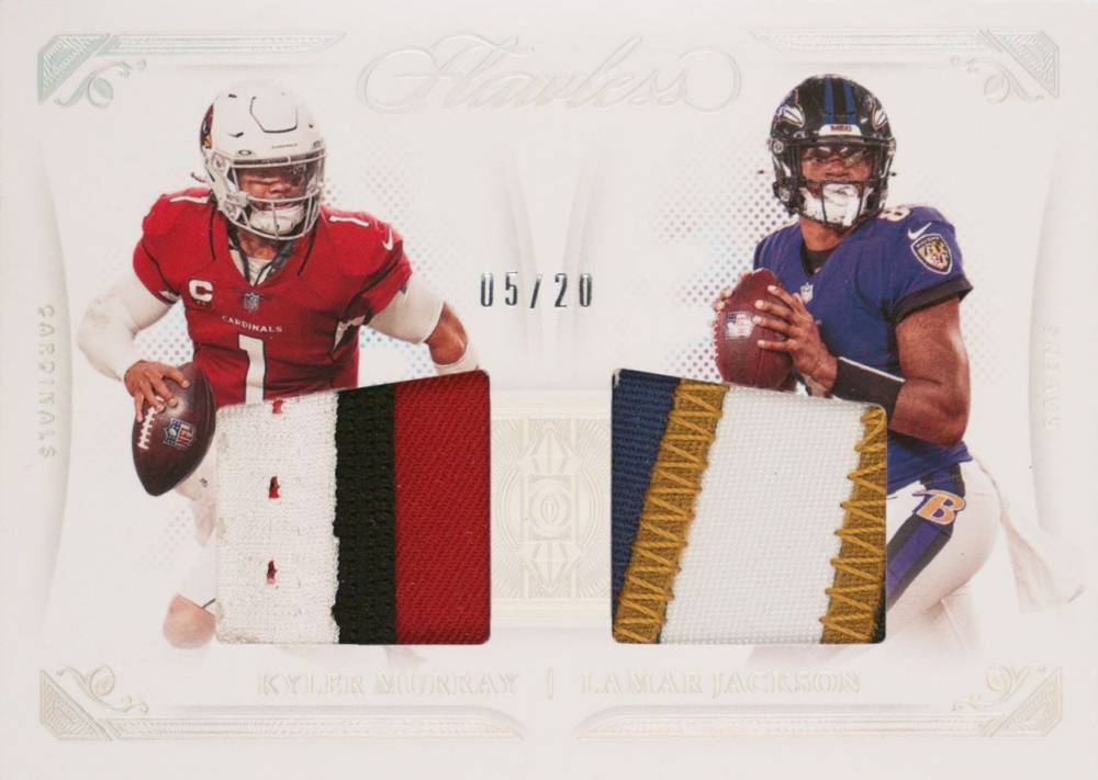 2021 Panini Flawless Dual Diamond Memorabilia Kyler Murray/Lamar Jackson #DD2 Football Card