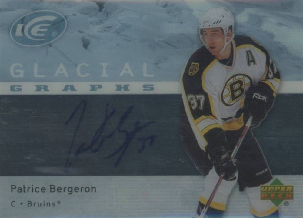 2007 Upper Deck Ice Glacial Graphs Patrice Bergeron #GG-PB Hockey Card