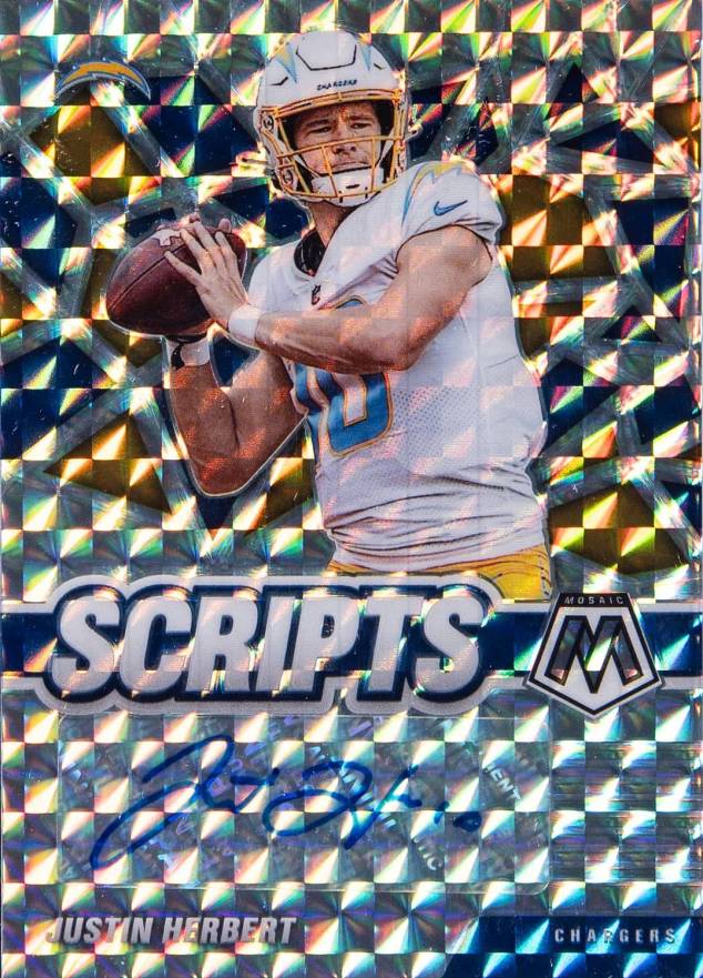 2021 Panini Mosaic Scripts Justin Herbert #S-JH Football Card