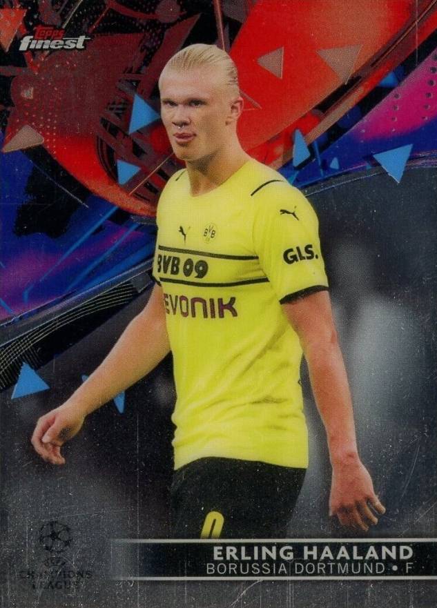 2021 Topps Finest UEFA Champions League Erling Haaland #10 Soccer Card