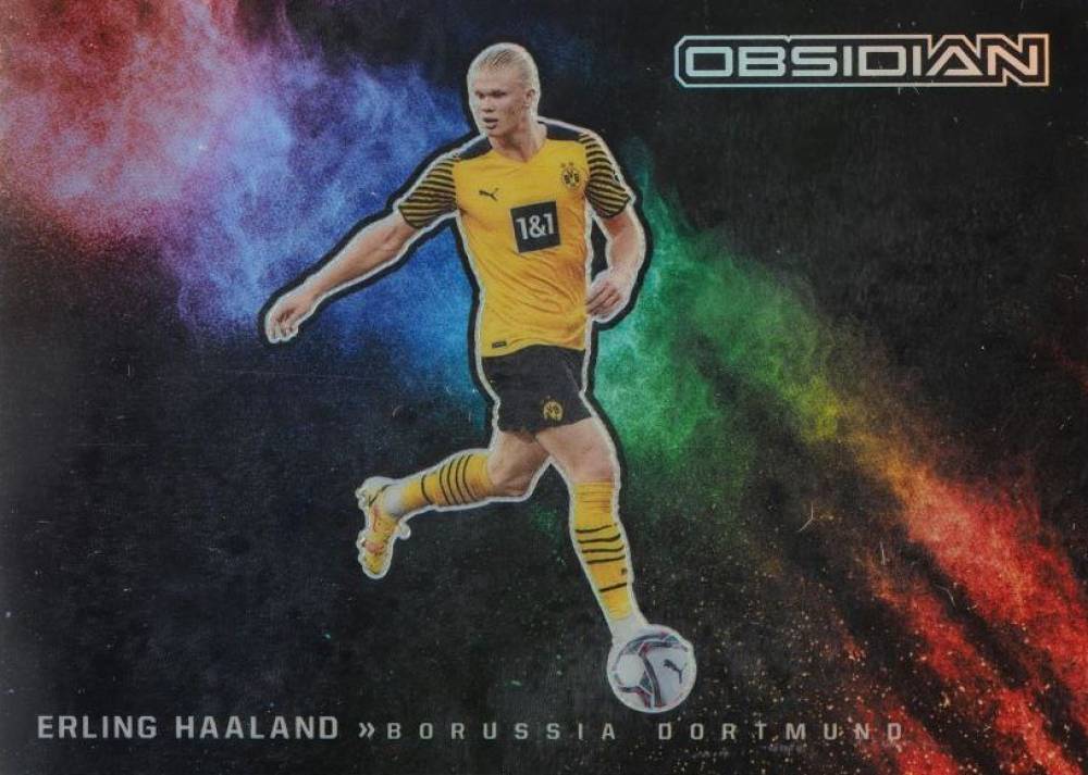 2021 Panini Obsidian Black Colorblast Erling Haaland #2 Soccer Card