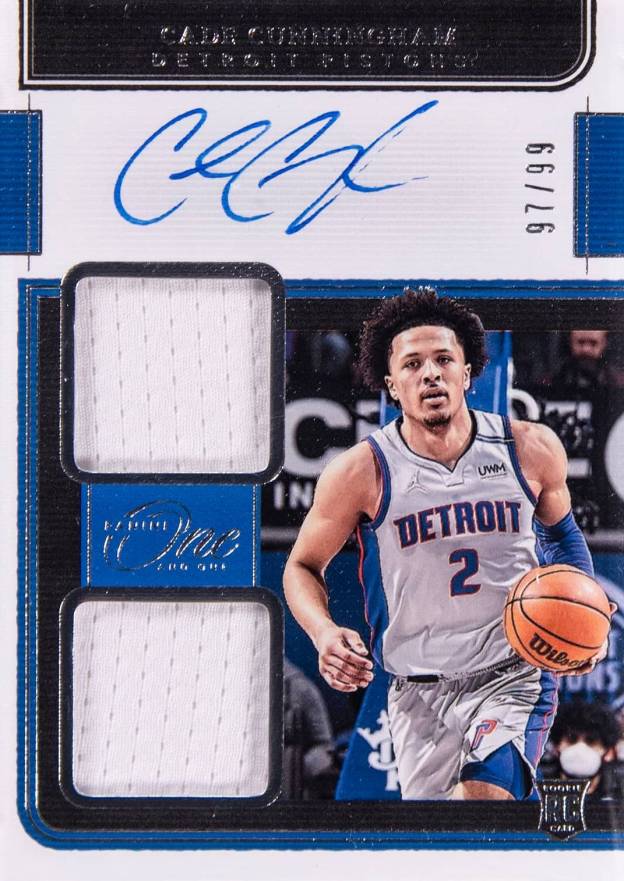 2021 Panini One and One Rookie Dual Jersey Autographs Cade Cunningham #CCH Basketball Card