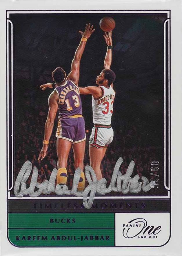 2021 Panini One and One Timeless Moments Autographs Kareem Abdul-Jabbar #KAJ Basketball Card
