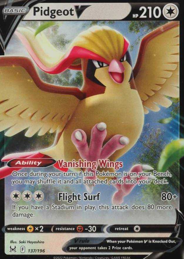 2022 Pokemon Sword & Shield Lost Origin Pidgeot V #137 TCG Card