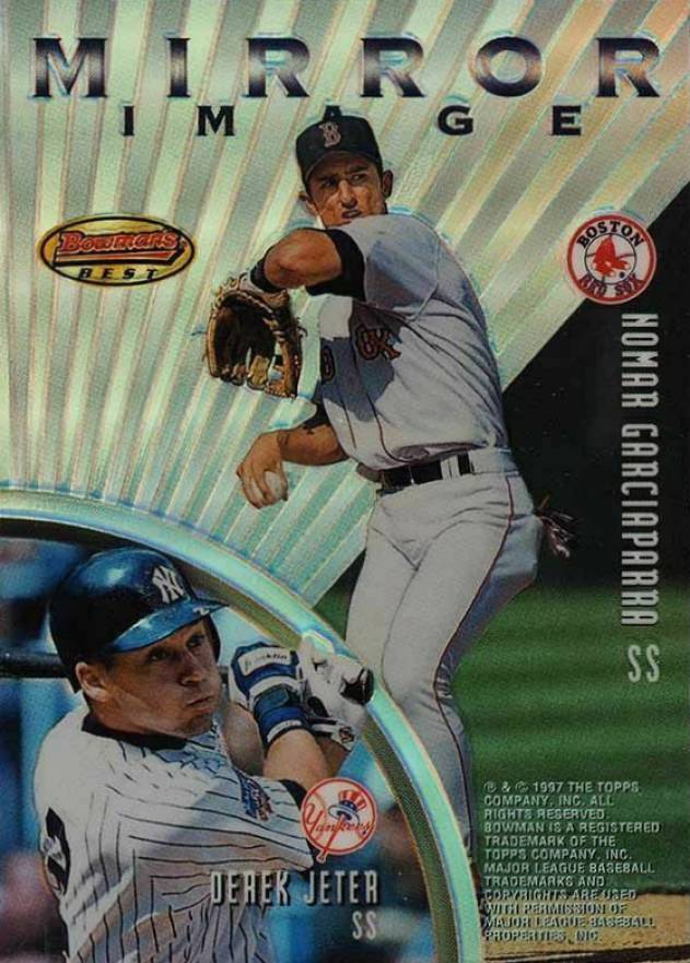 1997 Bowman's Best Mirror Image Barry Larkin/Derek Jeter/Hiram Bocachica/Nomar Garciaparra #MI1 Baseball Card