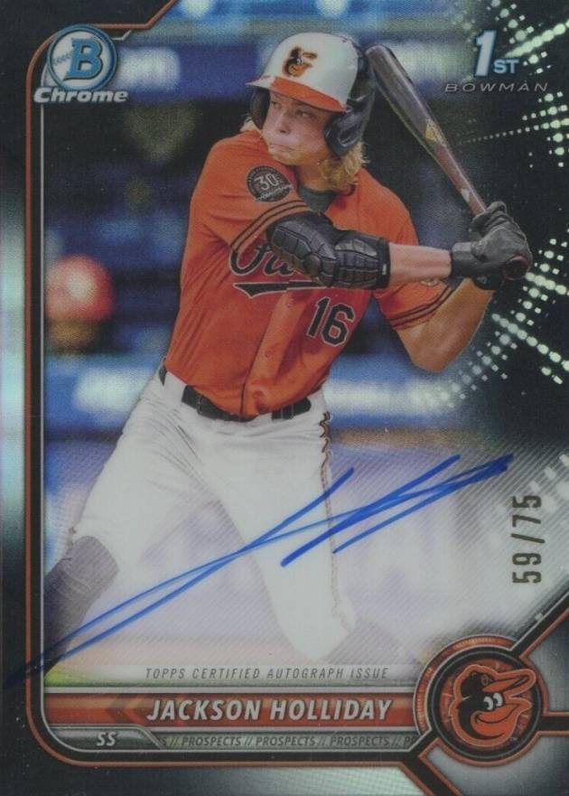 2022 Bowman Draft Chrome Draft Pick Autographs Jackson Holliday #CDAJH Baseball Card