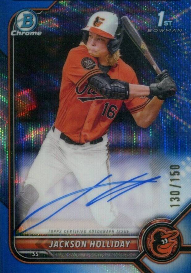 2022 Bowman Draft Chrome Draft Pick Autographs Jackson Holliday #CDAJH Baseball Card