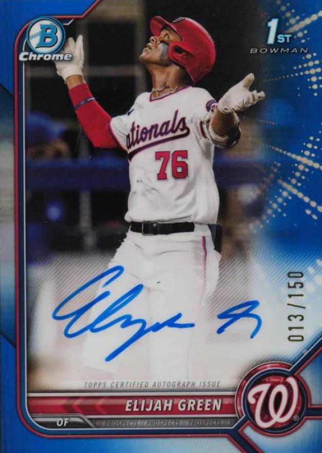 2022 Bowman Draft Chrome Draft Pick Autographs Elijah Green #CDAEG Baseball Card