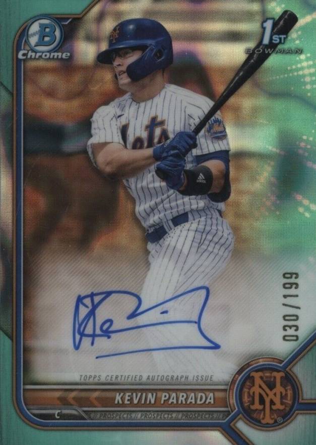 2022 Bowman Draft Chrome Draft Pick Autographs Kevin Parada #CDAKP Baseball Card