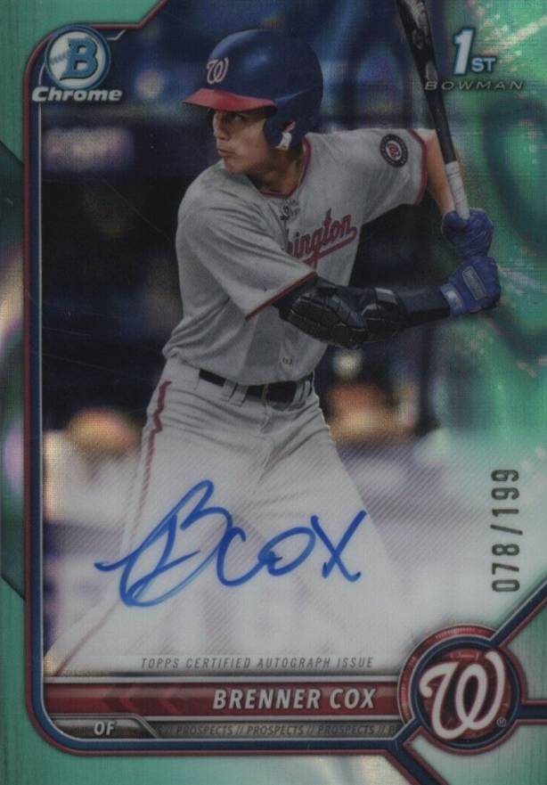 2022 Bowman Draft Chrome Draft Pick Autographs Brenner Cox #CDABC Baseball Card