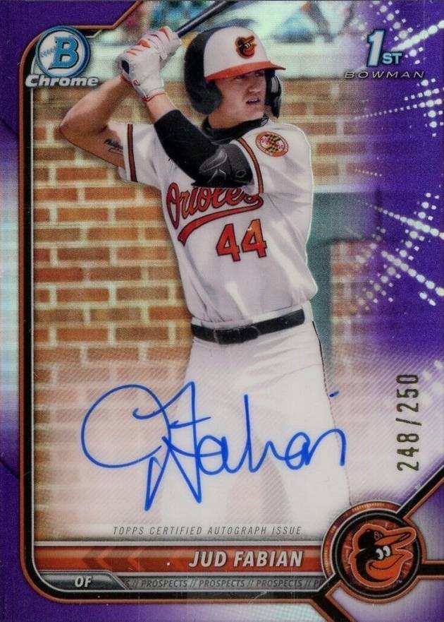 2022 Bowman Draft Chrome Draft Pick Autographs Jud Fabian #CDAJF Baseball Card