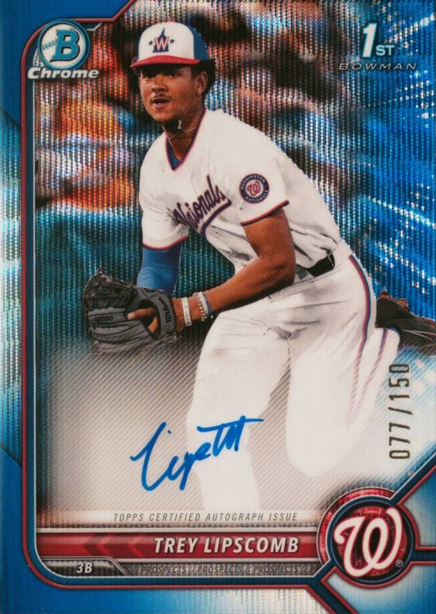 2022 Bowman Draft Chrome Draft Pick Autographs Trey Lipscomb #CDATLB Baseball Card