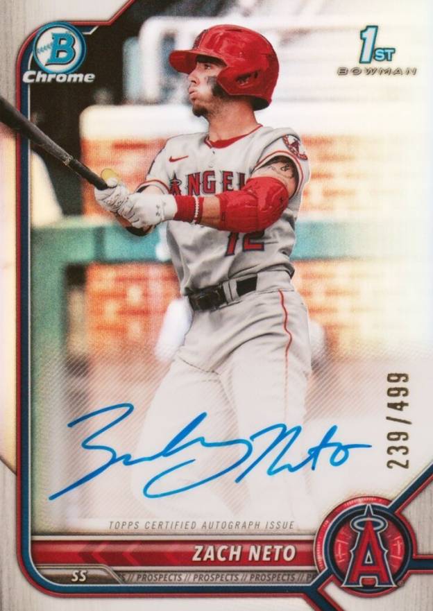 2022 Bowman Draft Chrome Draft Pick Autographs Zach Neto #CDAZN Baseball Card