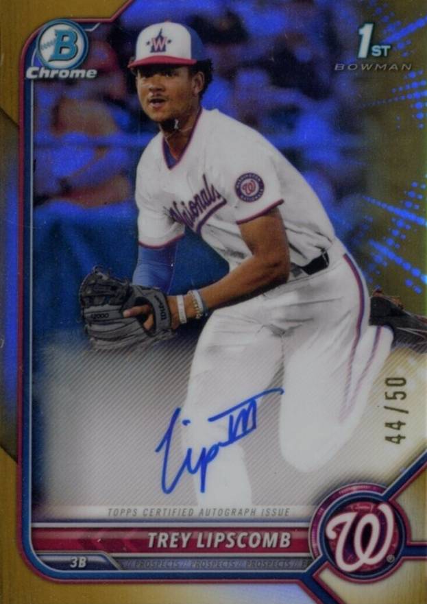 2022 Bowman Draft Chrome Draft Pick Autographs Trey Lipscomb #CDATLB Baseball Card