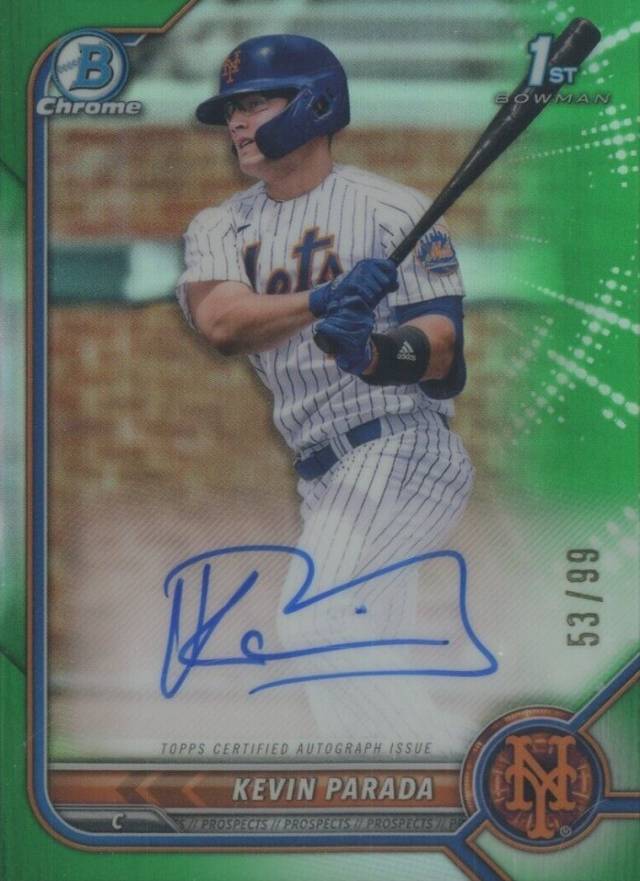 2022 Bowman Draft Chrome Draft Pick Autographs Kevin Parada #CDAKP Baseball Card