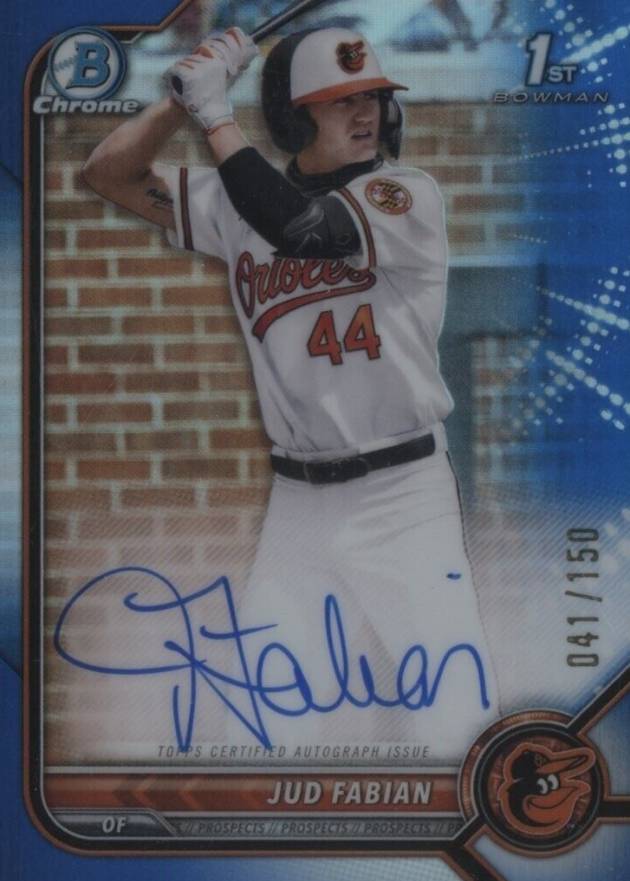 2022 Bowman Draft Chrome Draft Pick Autographs Jud Fabian #CDAJF Baseball Card