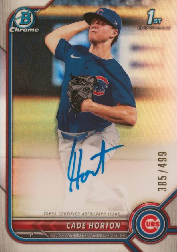 2022 Bowman Draft Chrome Draft Pick Autographs Cade Horton #CDACHN Baseball Card