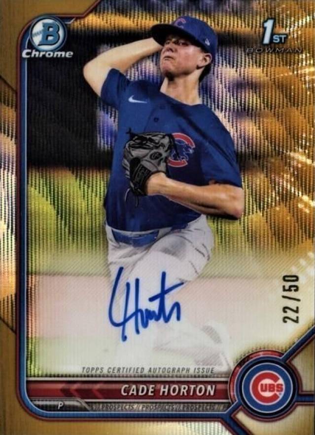 2022 Bowman Draft Chrome Draft Pick Autographs Cade Horton #CDACHN Baseball Card