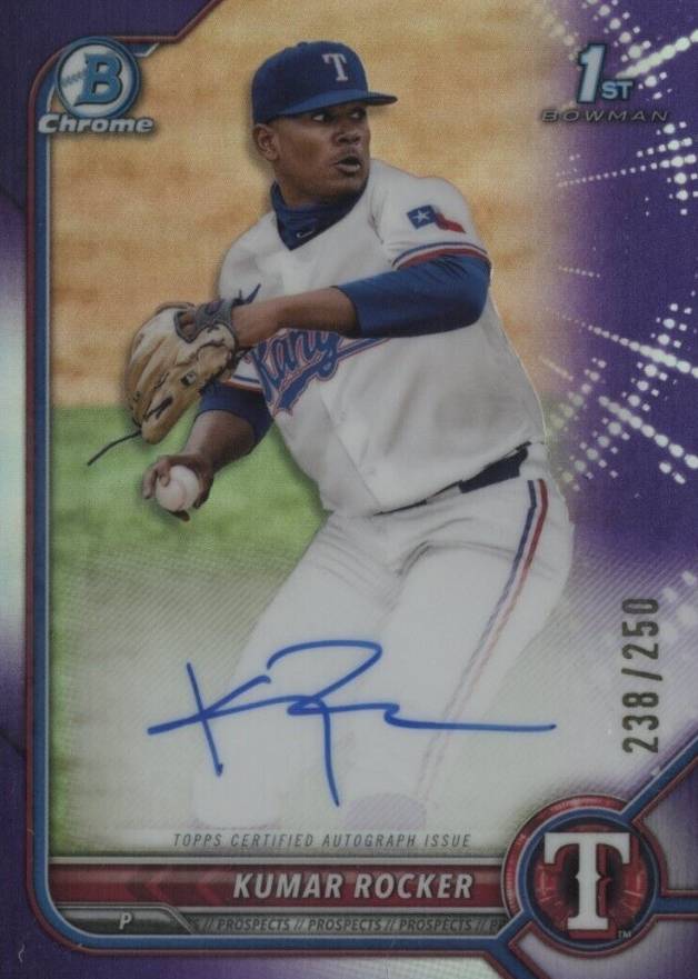 2022 Bowman Draft Chrome Draft Pick Autographs Kumar Rocker #CDAKR Baseball Card