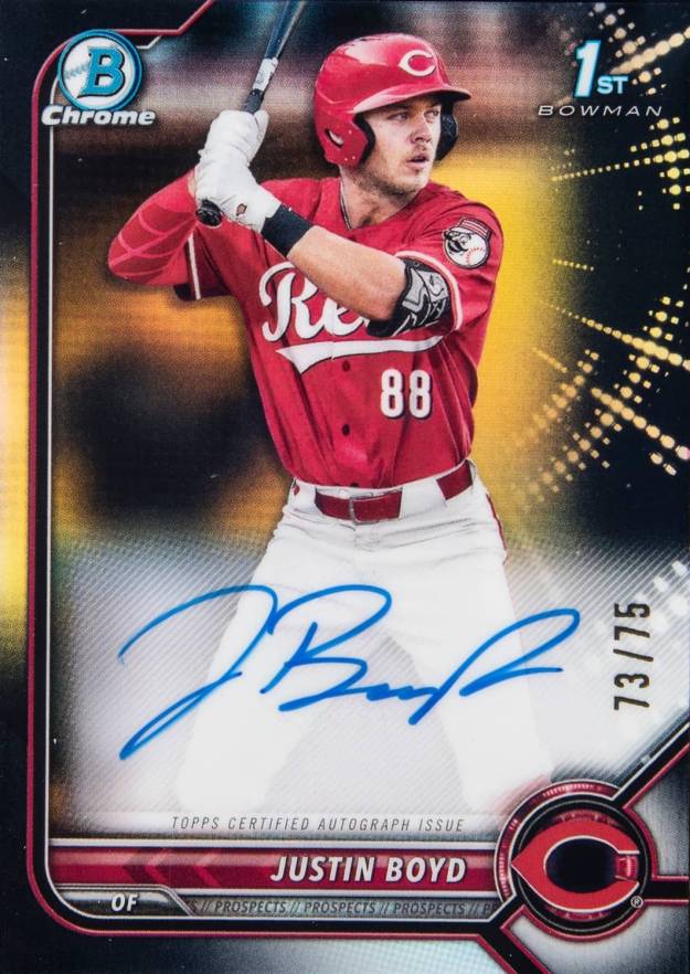 2022 Bowman Draft Chrome Draft Pick Autographs Justin Boyd #CDAJBD Baseball Card