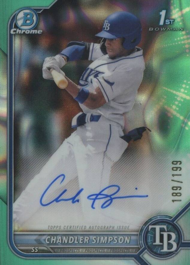 2022 Bowman Draft Chrome Draft Pick Autographs Chandler Simpson #CDACSN Baseball Card