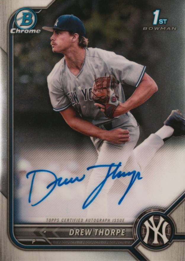 2022 Bowman Draft Chrome Draft Pick Autographs Drew Thorpe #CDADT Baseball Card