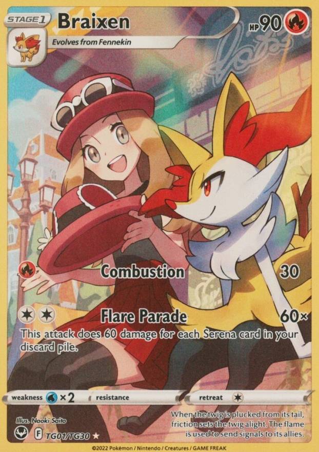 2022 Pokemon Sword & Shield Silver Tempest Full Art/Braixen #TG01 TCG Card