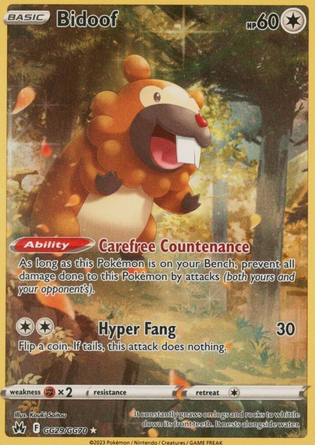 2023 Pokemon Sword & Shield Crown Zenith Full Art/Bidoof #GG29 TCG Card