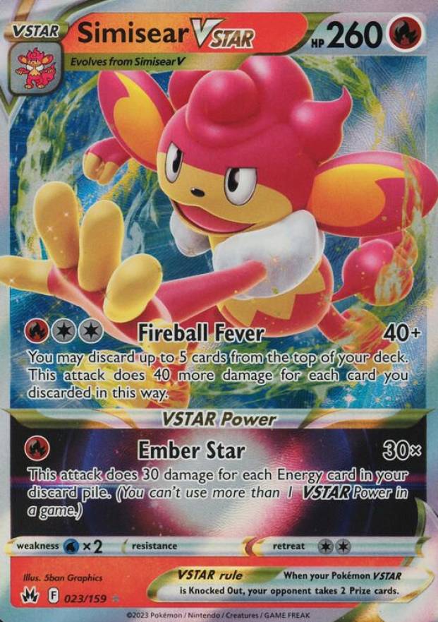 2023 Pokemon Sword & Shield Crown Zenith Simisear Vstar #023 TCG Card