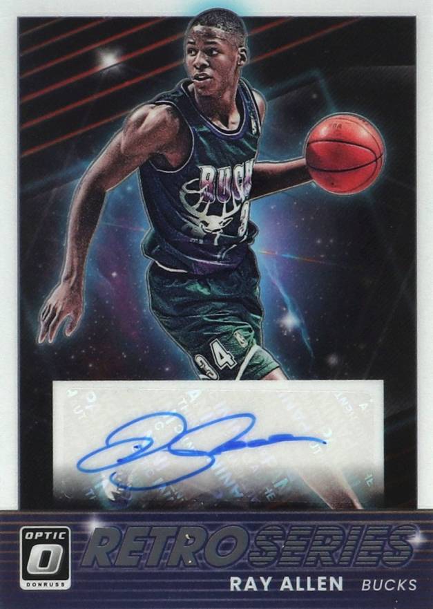 2021 Panini Donruss Optic Retro Series Signatures Ray Allen #RSRAL Basketball Card