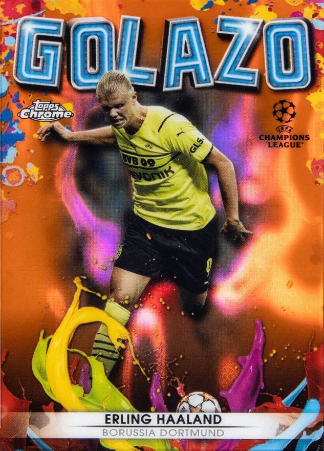 2021 Topps Chrome UEFA Champions League Golazo Erling Haaland #G1 Soccer Card