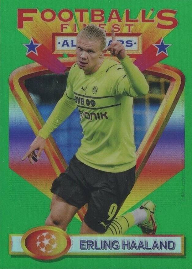 2021 Topps Finest Flashbacks UEFA Champions League Erling Haaland #9 Soccer Card