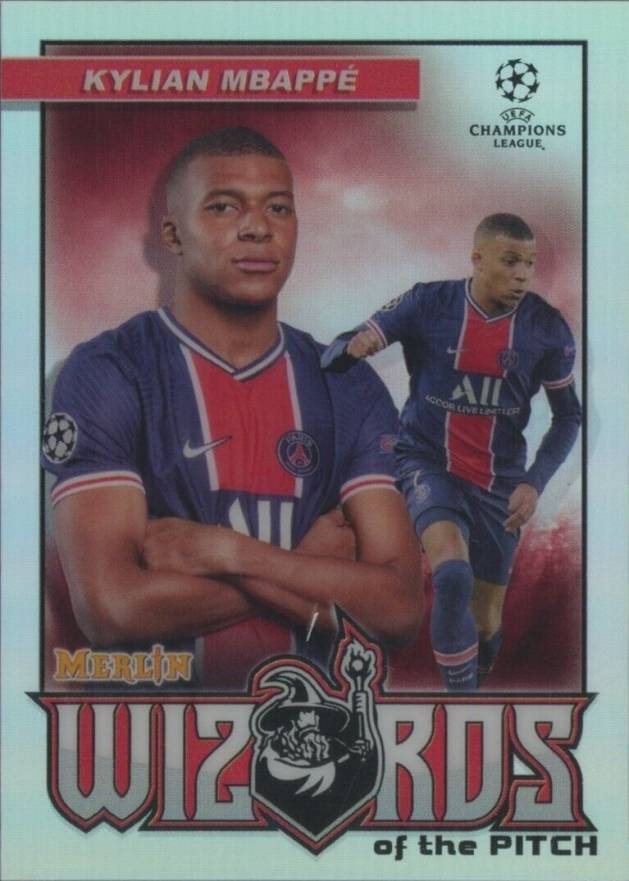 2020 Topps Merlin Chrome UEFA Champions League Wizards of the Pitch Kylian Mbappe #KM Soccer Card