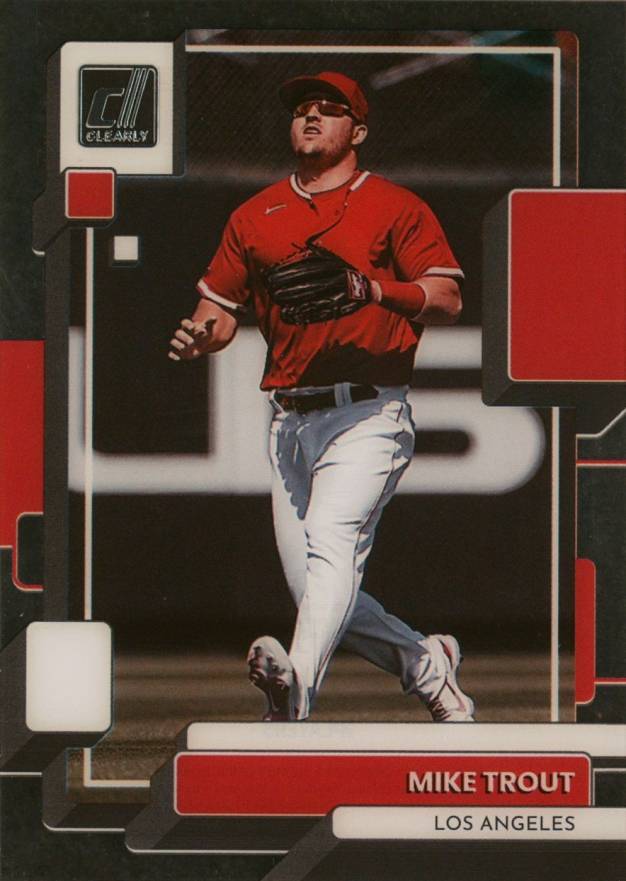 2022 Panini Chronicles Clearly Donruss Mike Trout #28 Baseball Card