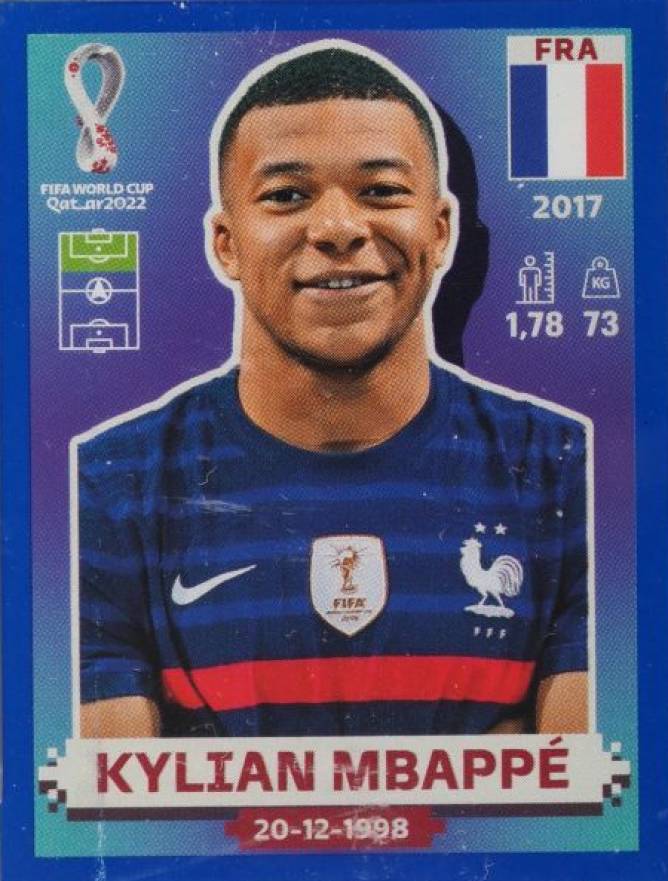 2022 Panini FIFA World Cup Qatar Stickers Kylian Mbappe #FRA19 Soccer Card