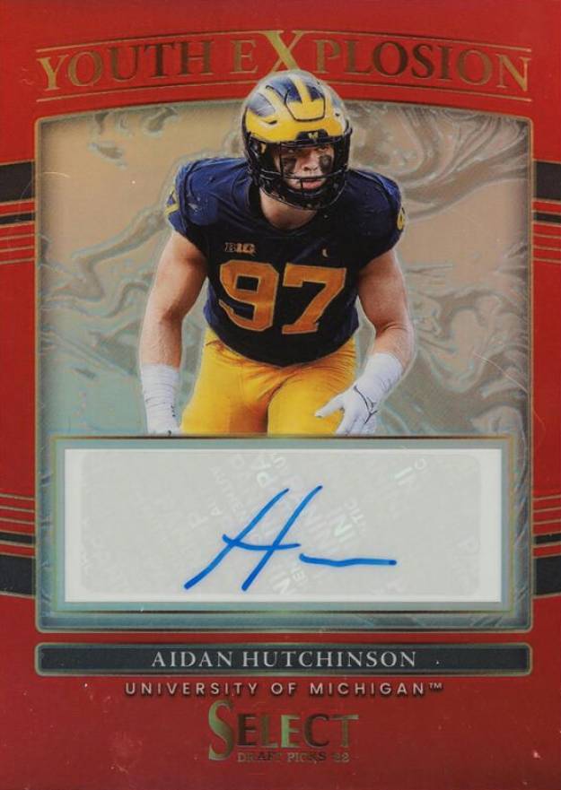 2022 Panini Select Draft Picks Youth Explosion Signatures Aidan Hutchinson #YEAHU Football Card