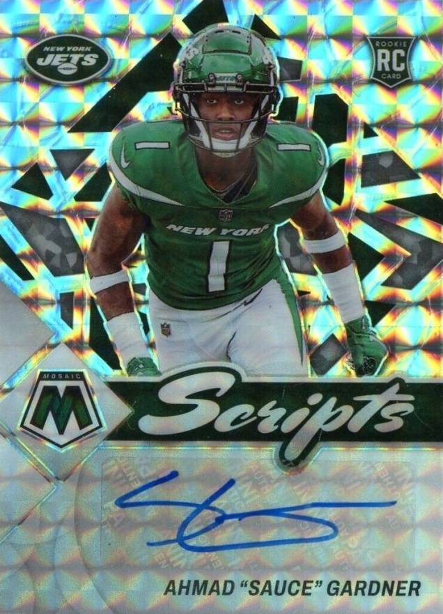 2022 Panini Mosaic Rookie Scripts Sauce Gardner #RSAG Football Card