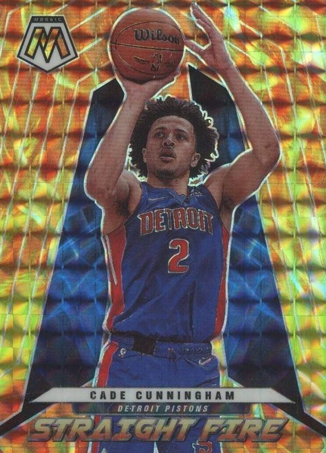 2021 Panini Mosaic Straight Fire Cade Cunningham #18 Basketball Card